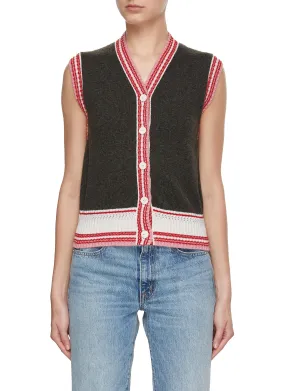 -----------BARRIE ---- ------------ ----Cashmere Contrast Trim Vest --