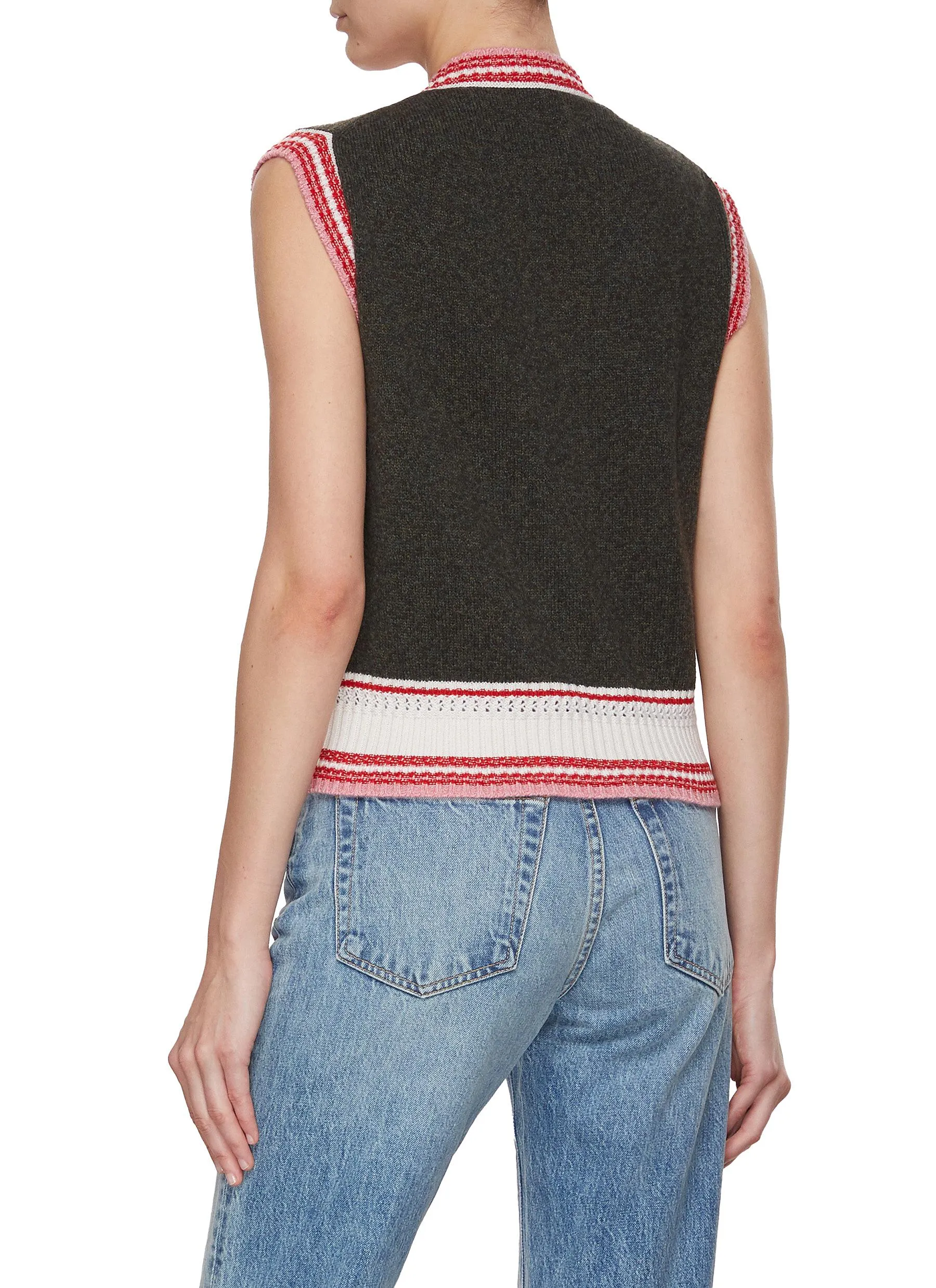 -----------BARRIE ---- ------------ ----Cashmere Contrast Trim Vest --