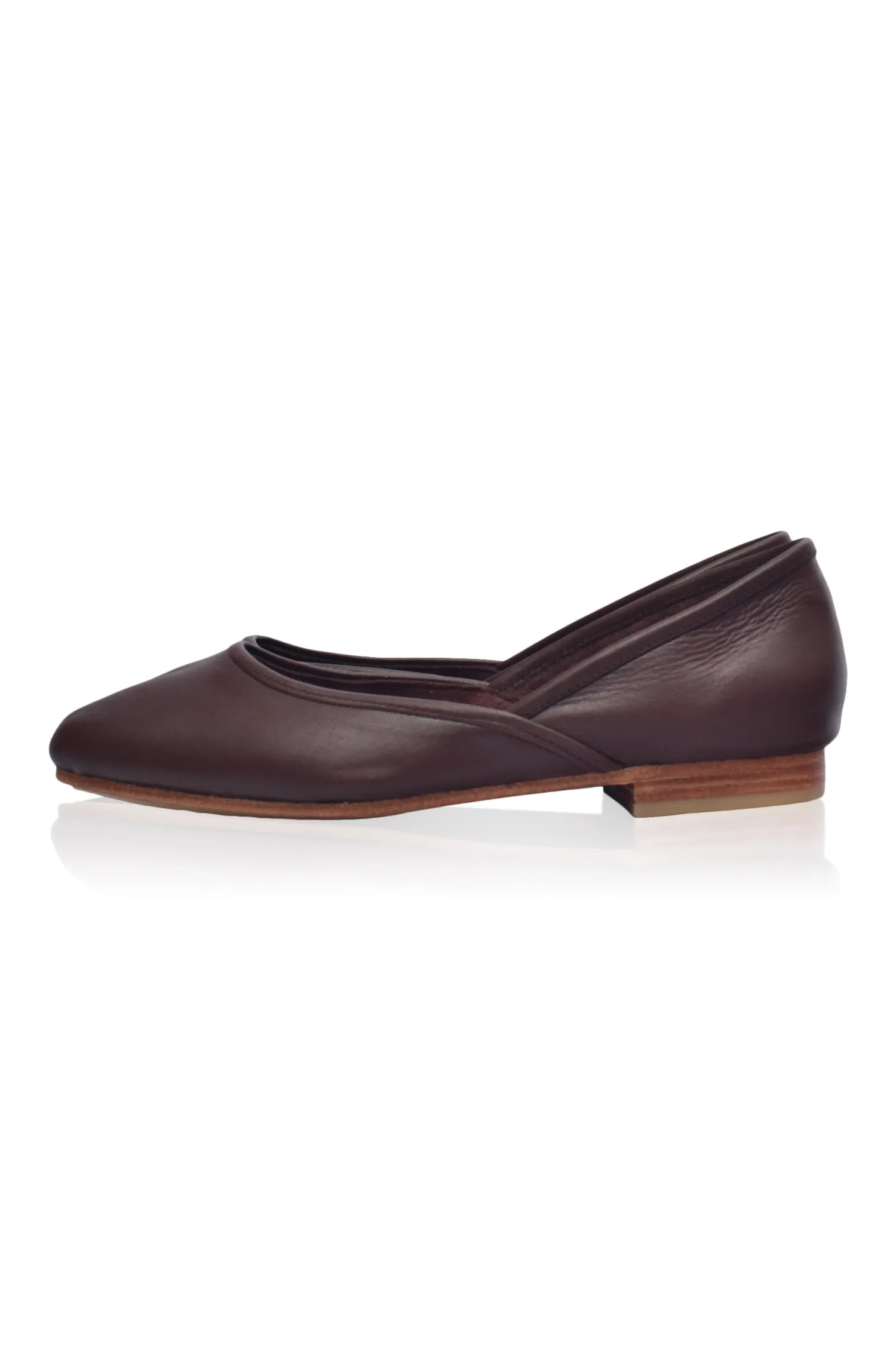 Amore Square Toe Ballet Flats in Dark Brown