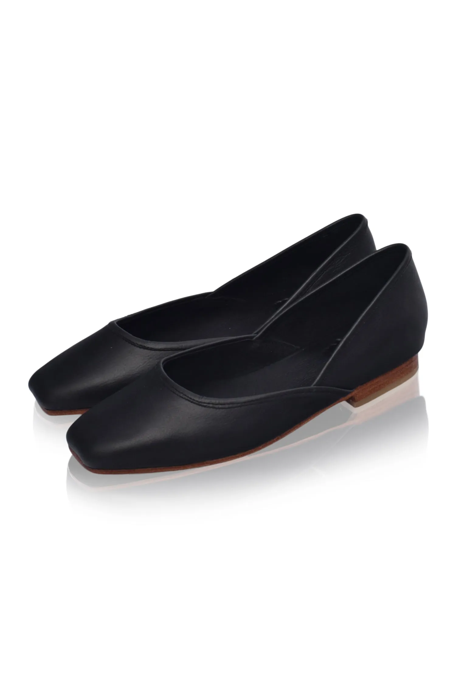 Amore Square Toe Ballet Flats in Dark Brown