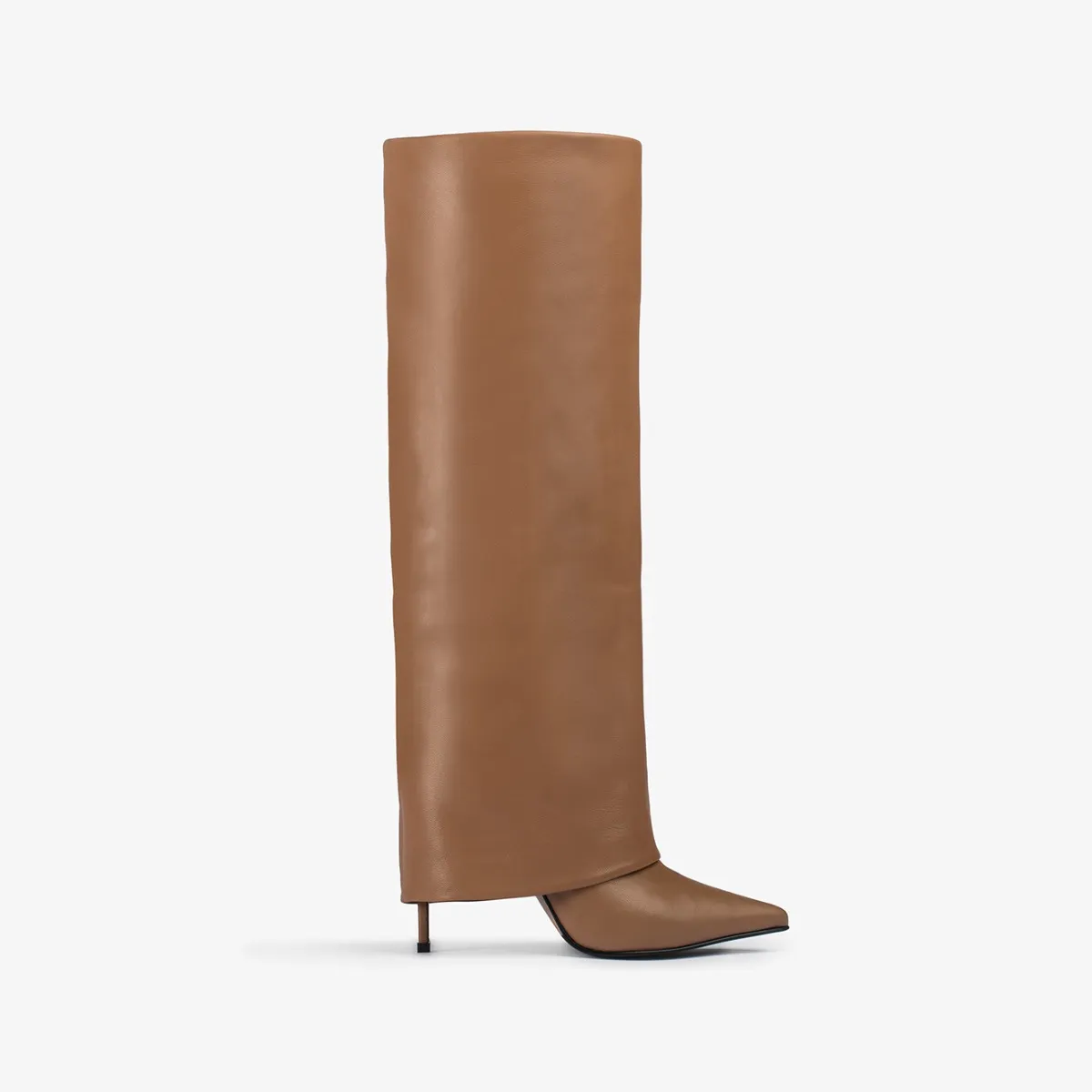 ANDY BOOT 100 mm Ginger brown  nappa leather cuffed boot