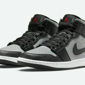 AUTHENTIC NIKE AIR JORDAN 1 MID  Black Shadow" Grey Red ...