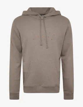 Beige Square Logo & Stars Print Hoodie -