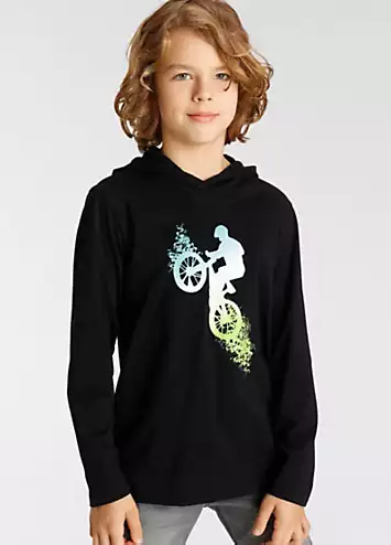 Biker Print Hoodie by Kidsworld | Look Again