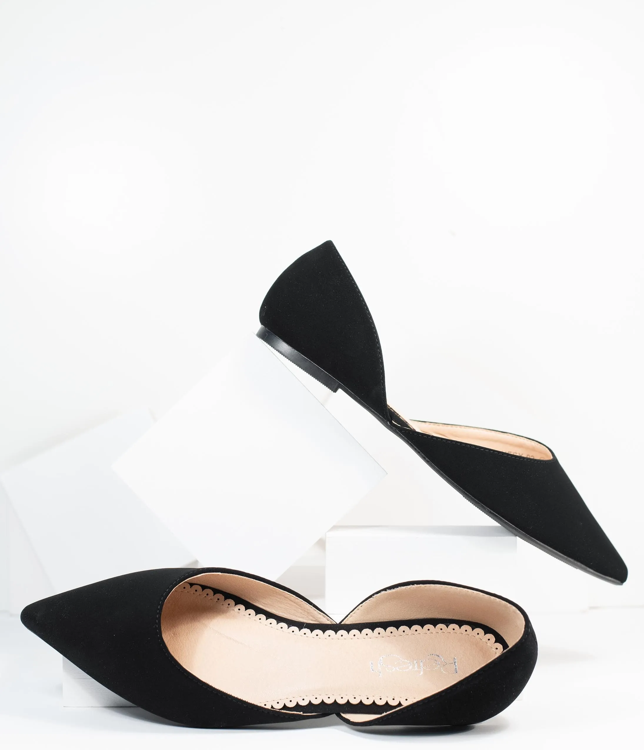 Black Suede Pointed Toe Flats