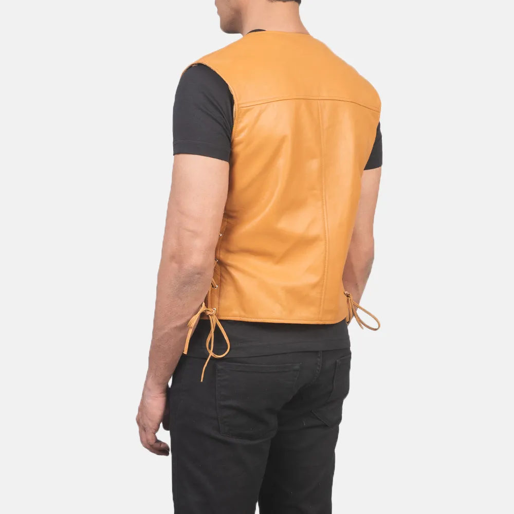 Brandon Tan Brown Leather Vest