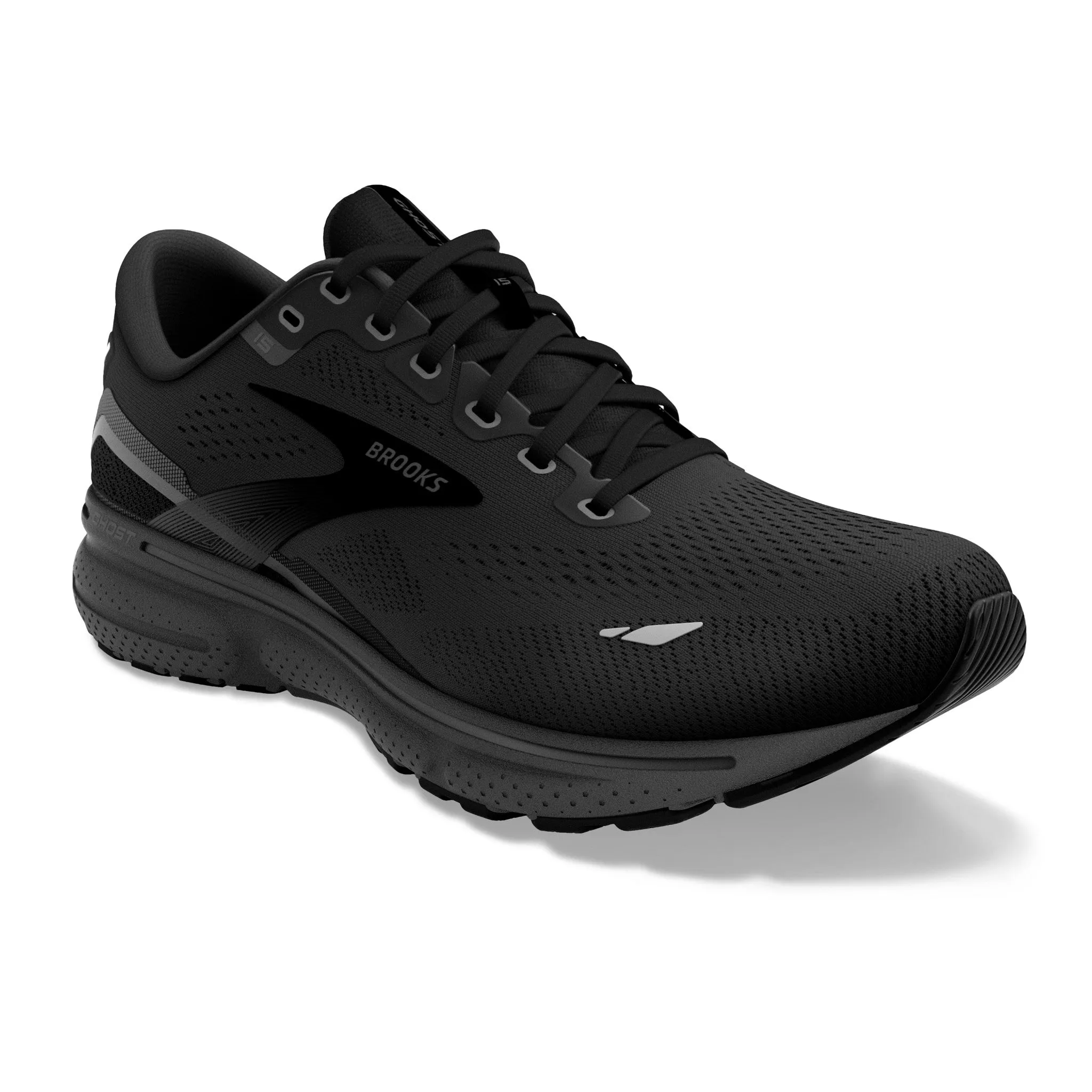 Brooks Men's Ghost 15 Wide Fit Running Shoes Black / Black / Ebony