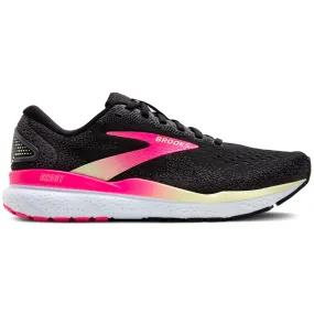 Brooks Women's Ghost 16 Wide Fit Running Shoes Black / Pink / Yellow