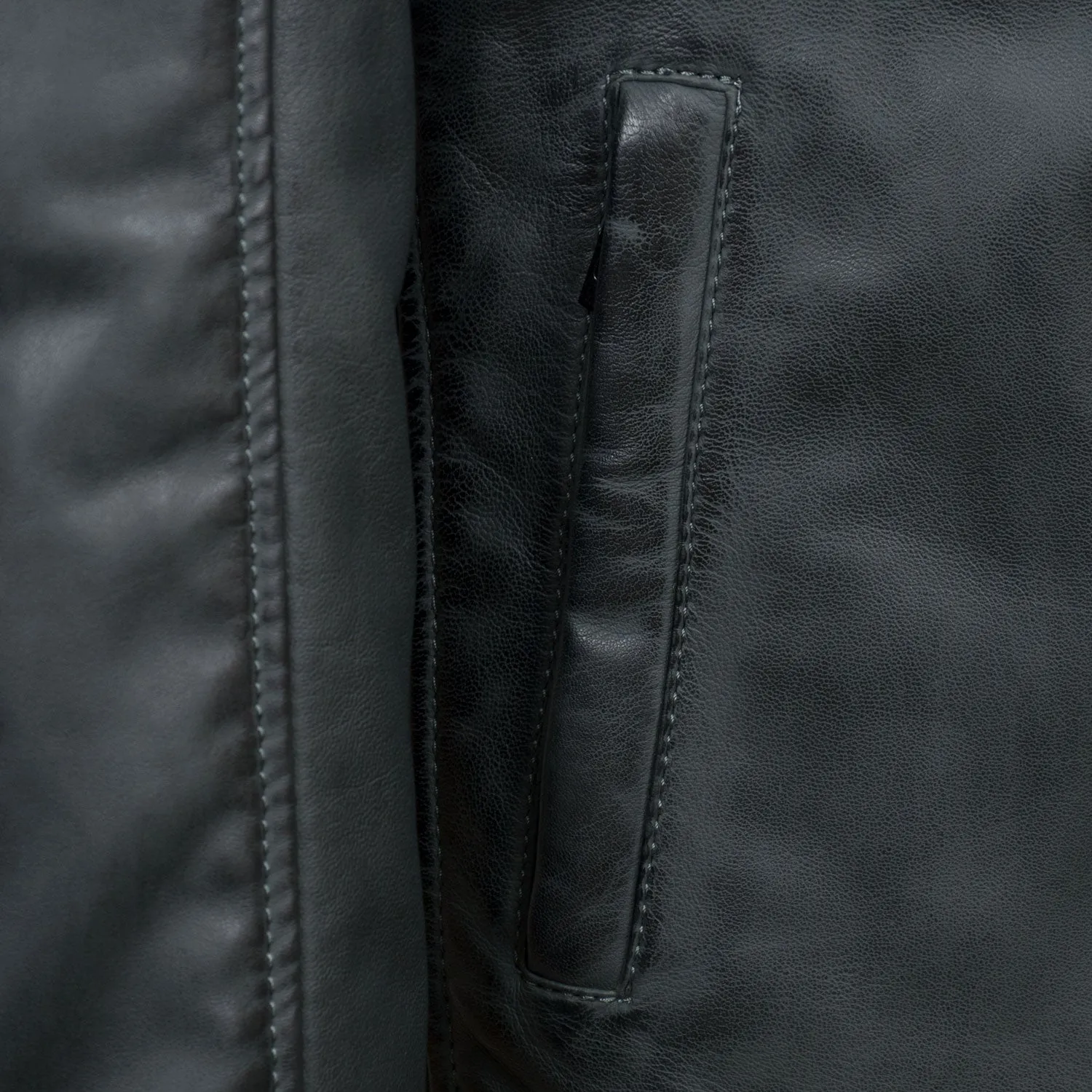 Budd: Men's Grey Leather Jacket