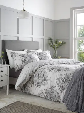 Catherine Lansfield Grey Floral Duvet Cover Set