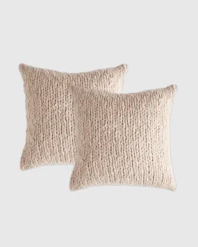 Chunky Hand Knit Wool Pillow Cover - Set of 2