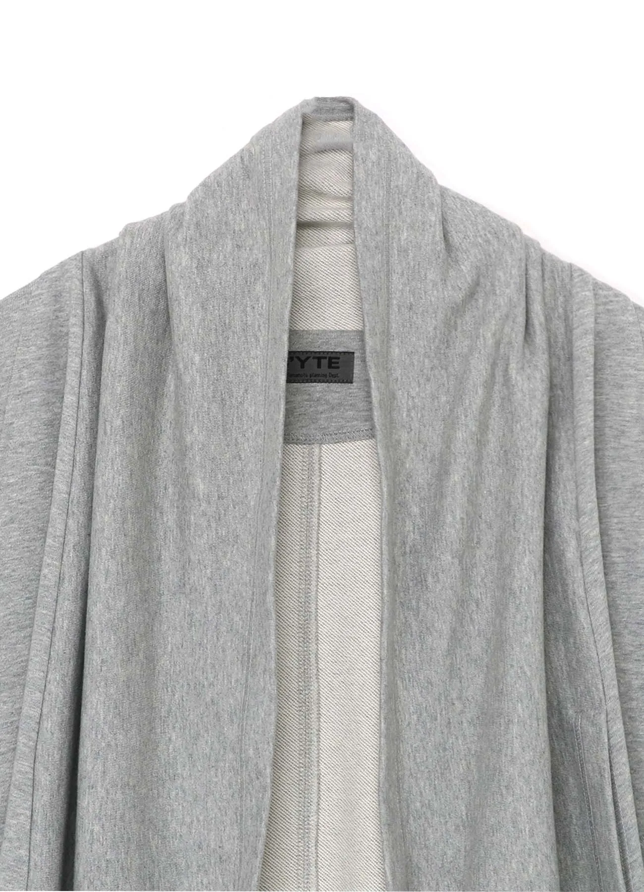 COTTON FLEECE DOLMAN SLEEVE CARDIGAN WITH STOLE COLLAR