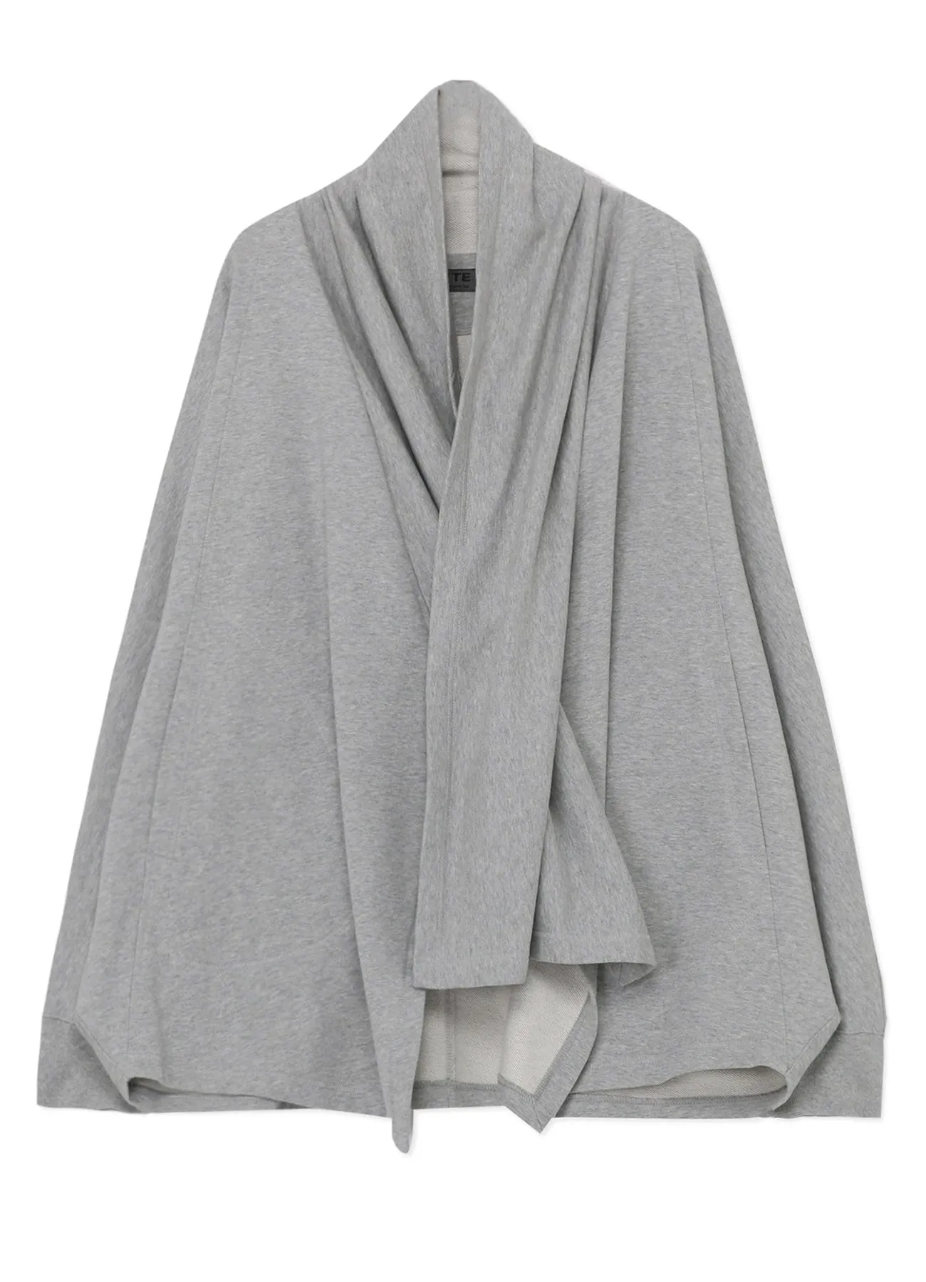 COTTON FLEECE DOLMAN SLEEVE CARDIGAN WITH STOLE COLLAR