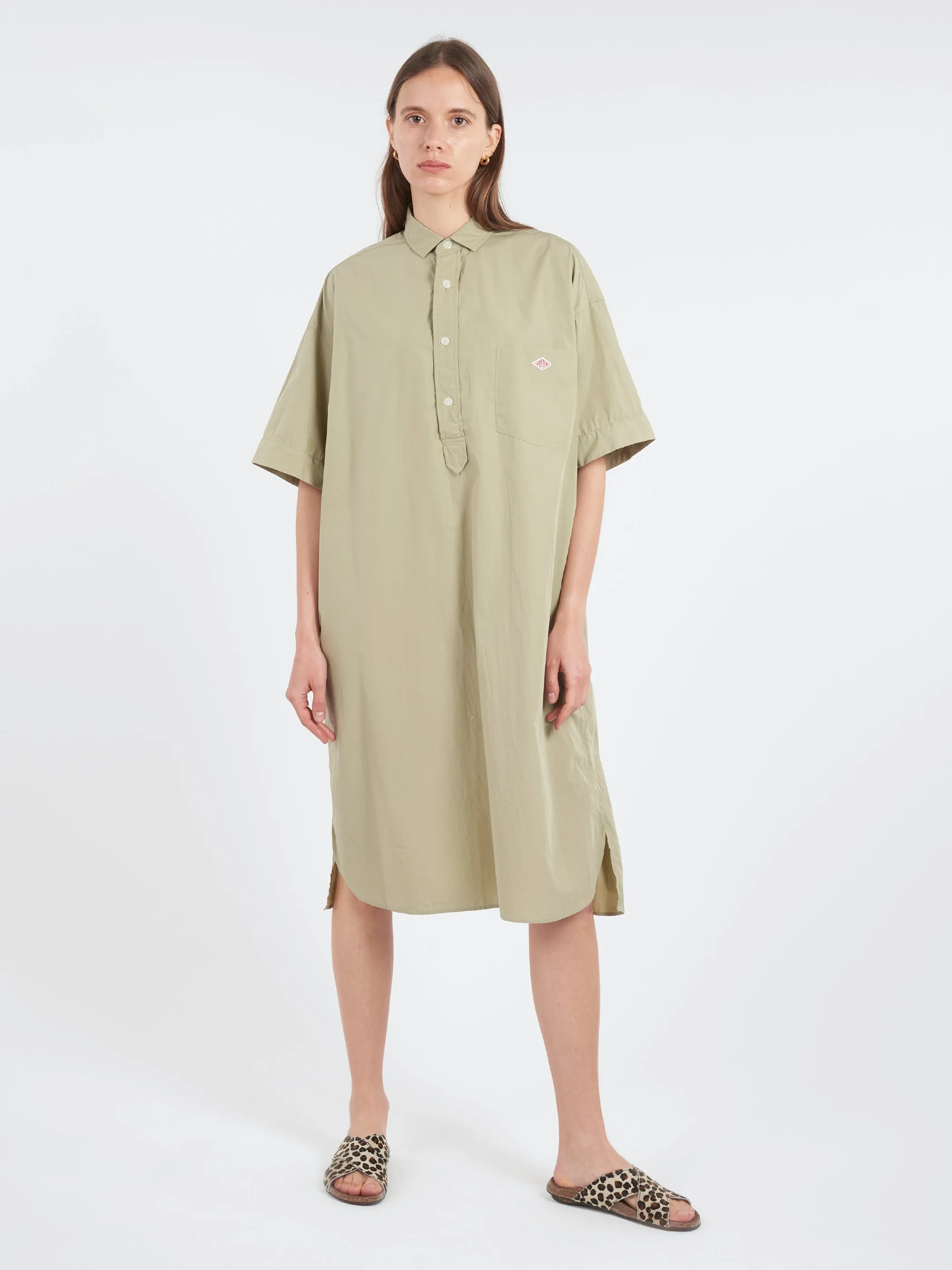 Cotton Poplin Pullover Shirt Dress