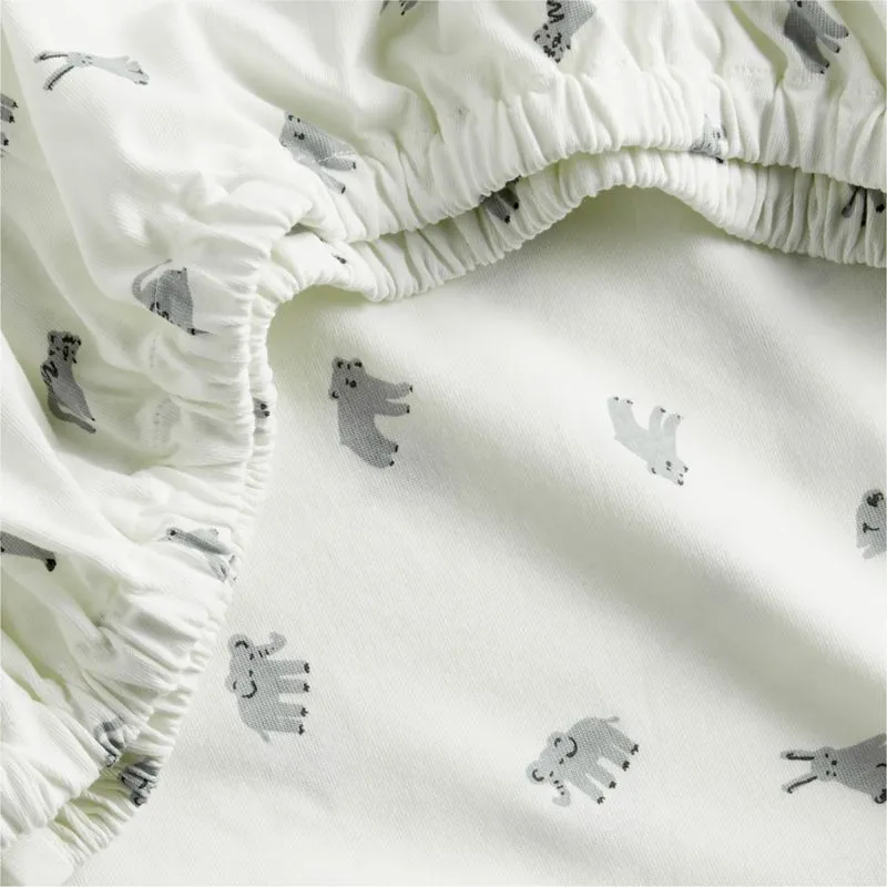 Crate&Barrel Baby's First Animal Organic Cotton Heathered Jersey Baby Crib Fitted Sheet