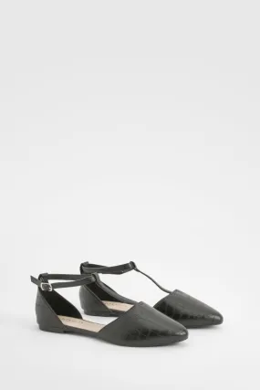 Croc T-Bar Pointed Flats