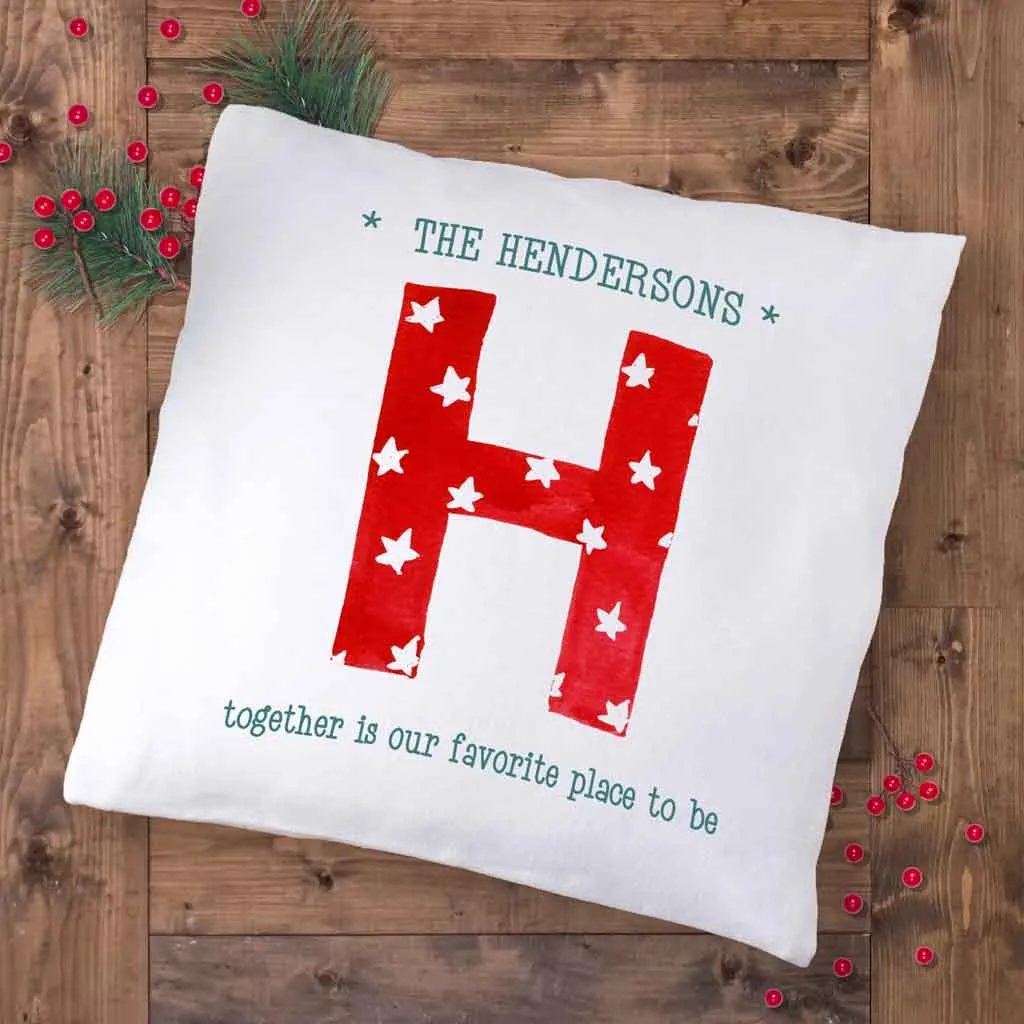 Custom Printed Holiday Pillow with Monogram and Name