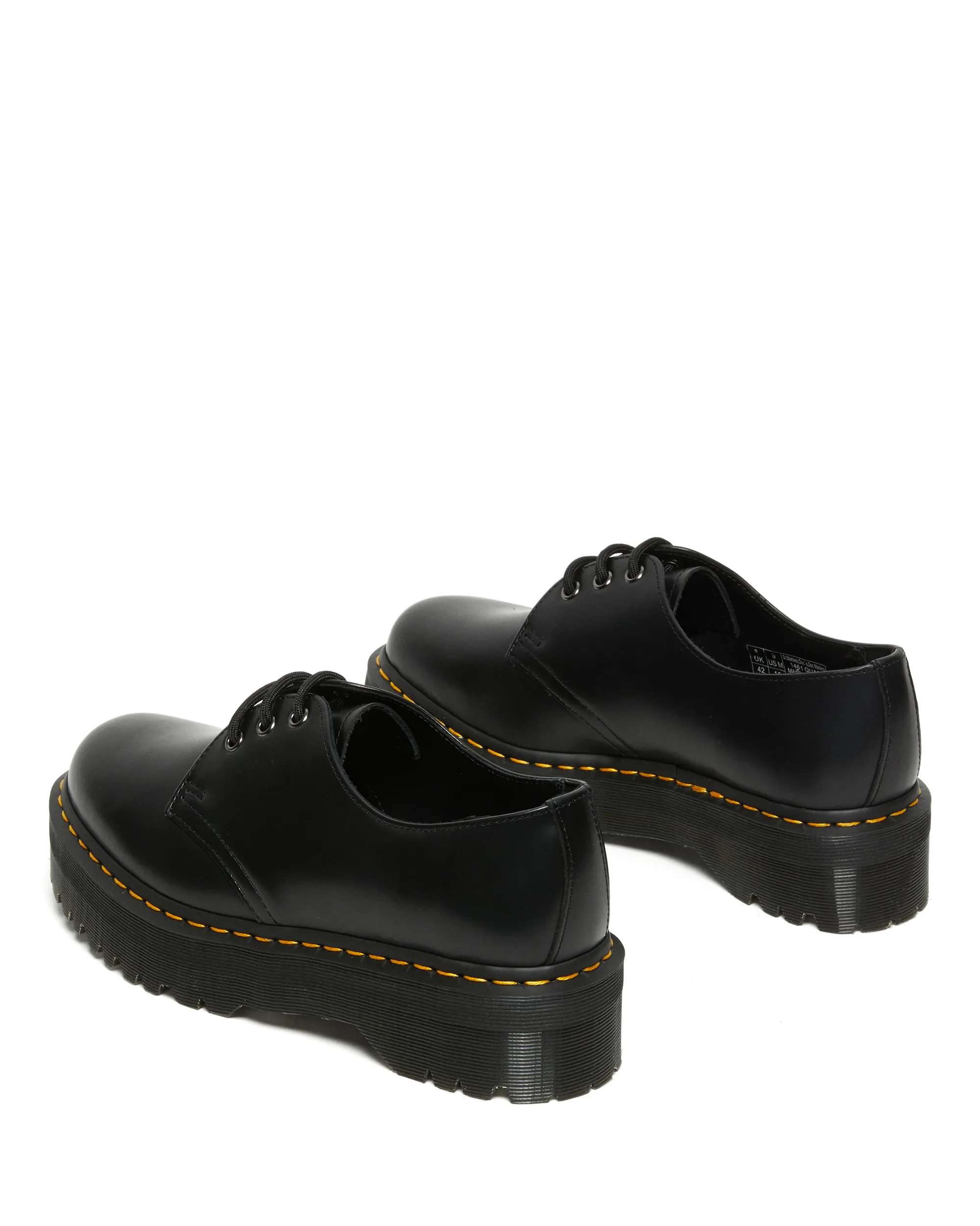 Dr Martens 1461 Quad Platform Black Smooth Yellow Stitching