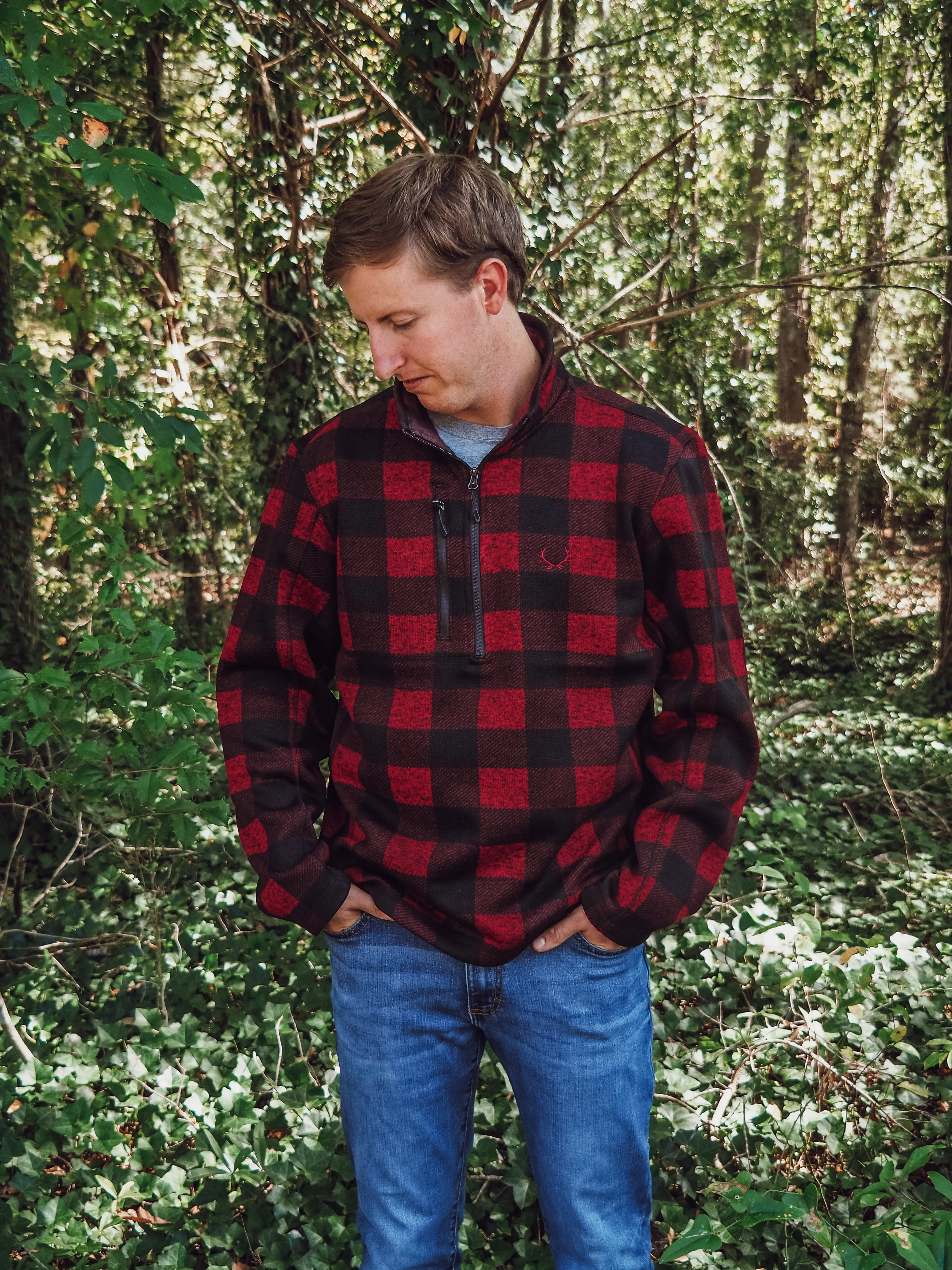 Elkmont Men's Plaid Quarter Zip Pullover