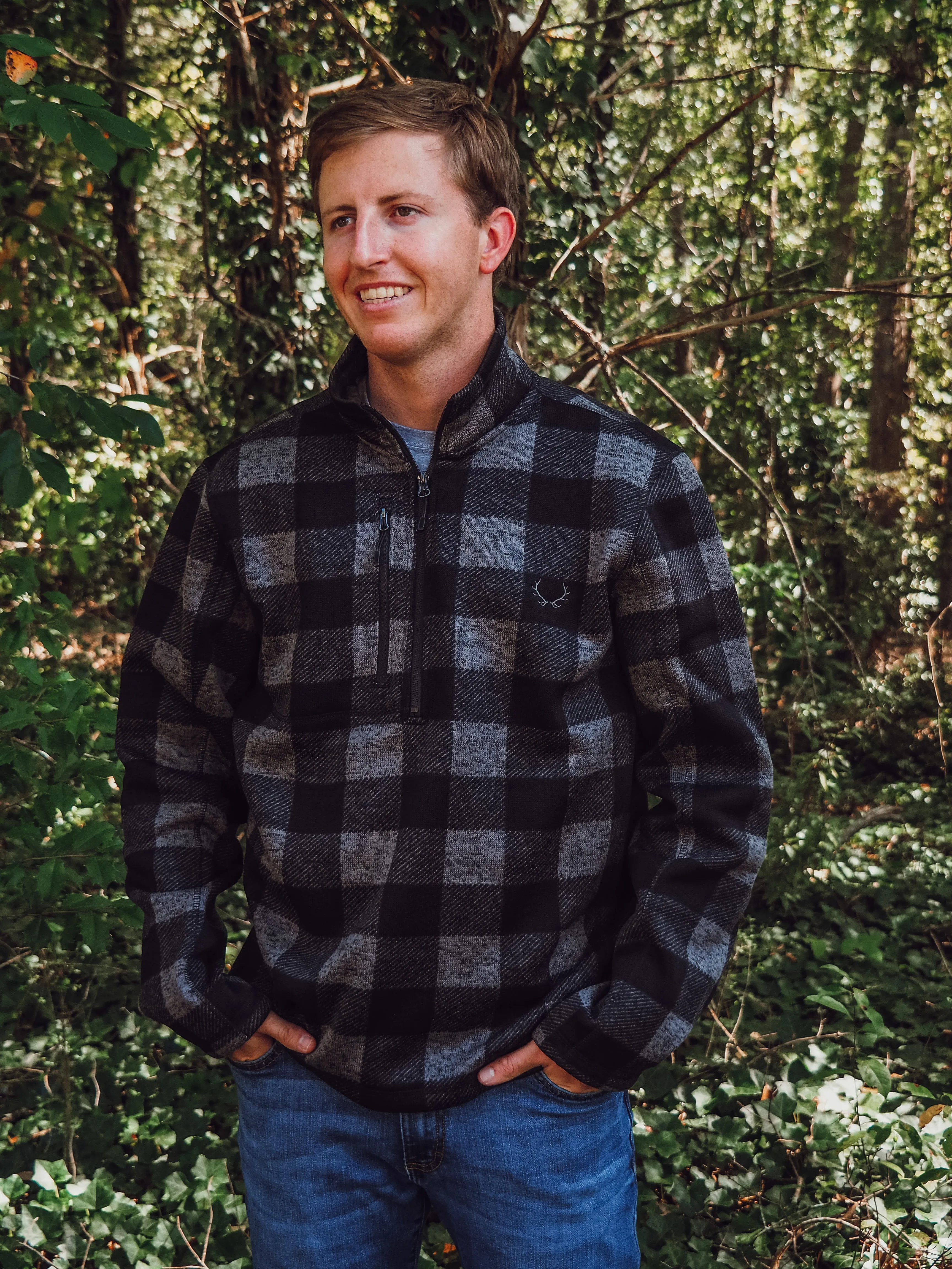 Elkmont Men's Plaid Quarter Zip Pullover