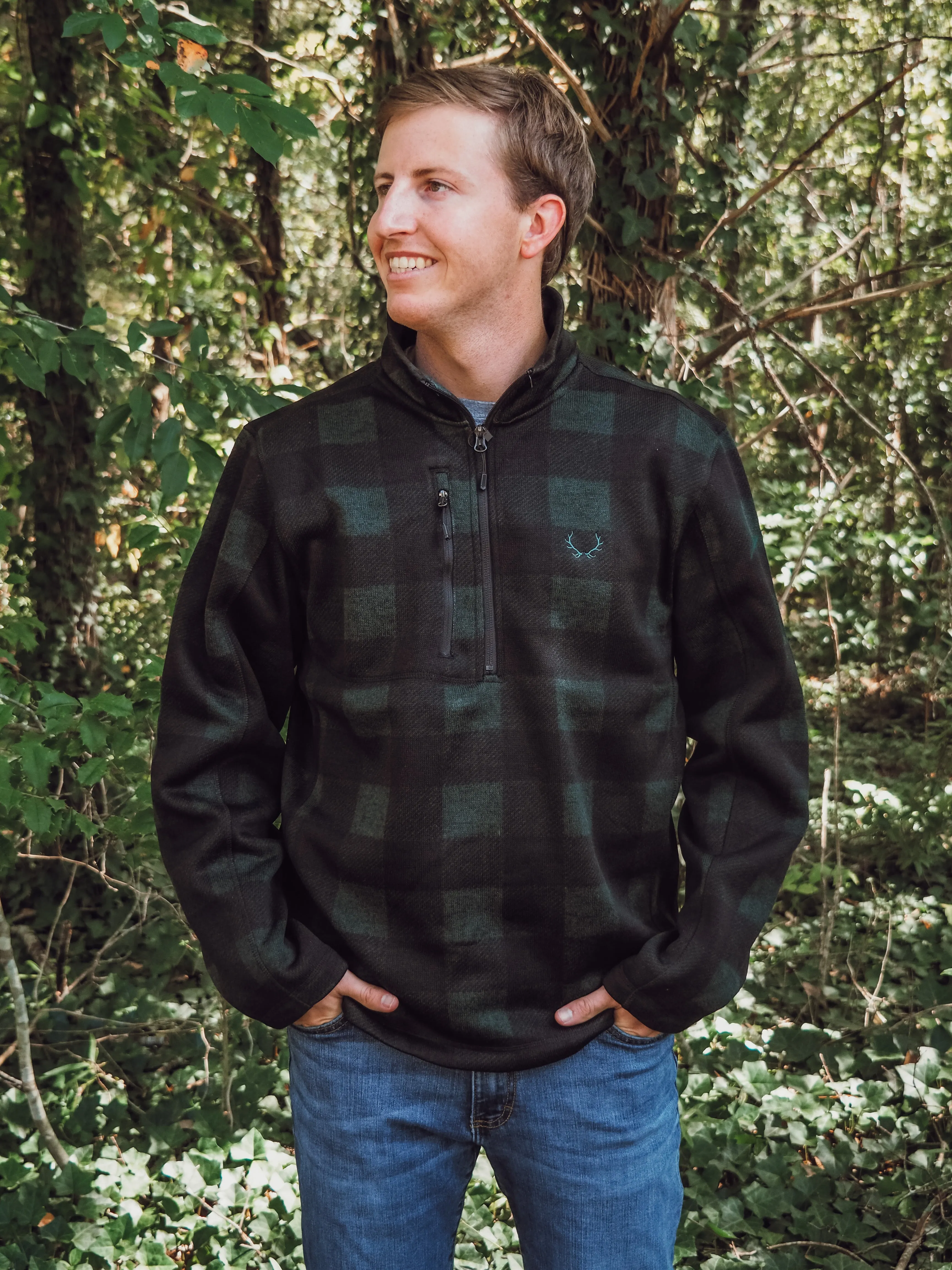 Elkmont Men's Plaid Quarter Zip Pullover