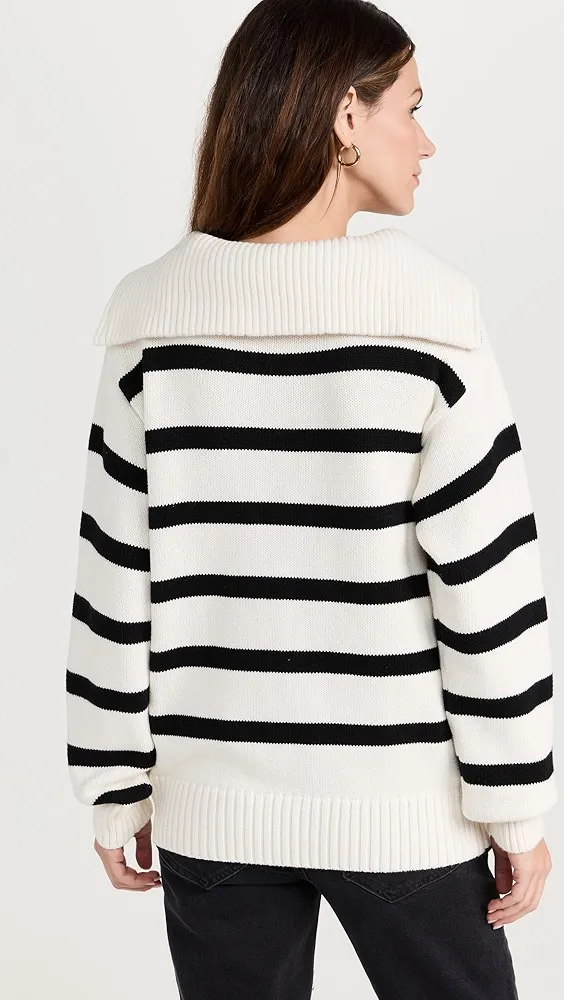 English Factory   Striped Knit Zip Pullover 