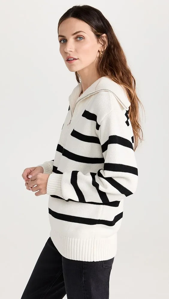 English Factory   Striped Knit Zip Pullover 