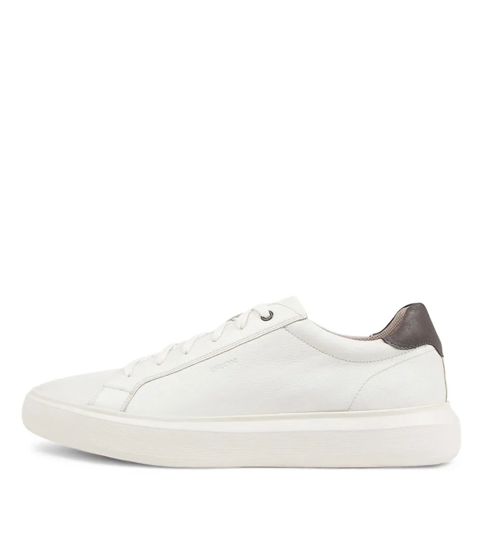 GEOX U Deiven White Dark Brown Leather Sneakers