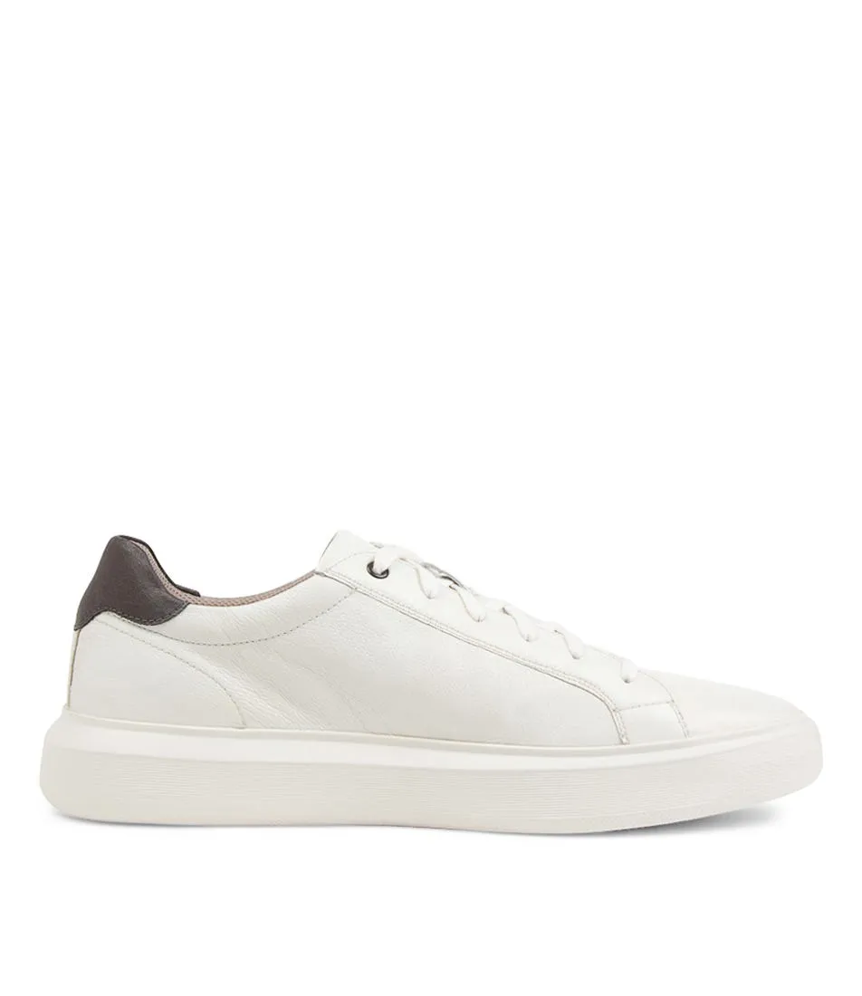 GEOX U Deiven White Dark Brown Leather Sneakers