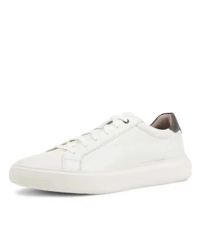 GEOX U Deiven White Dark Brown Leather Sneakers