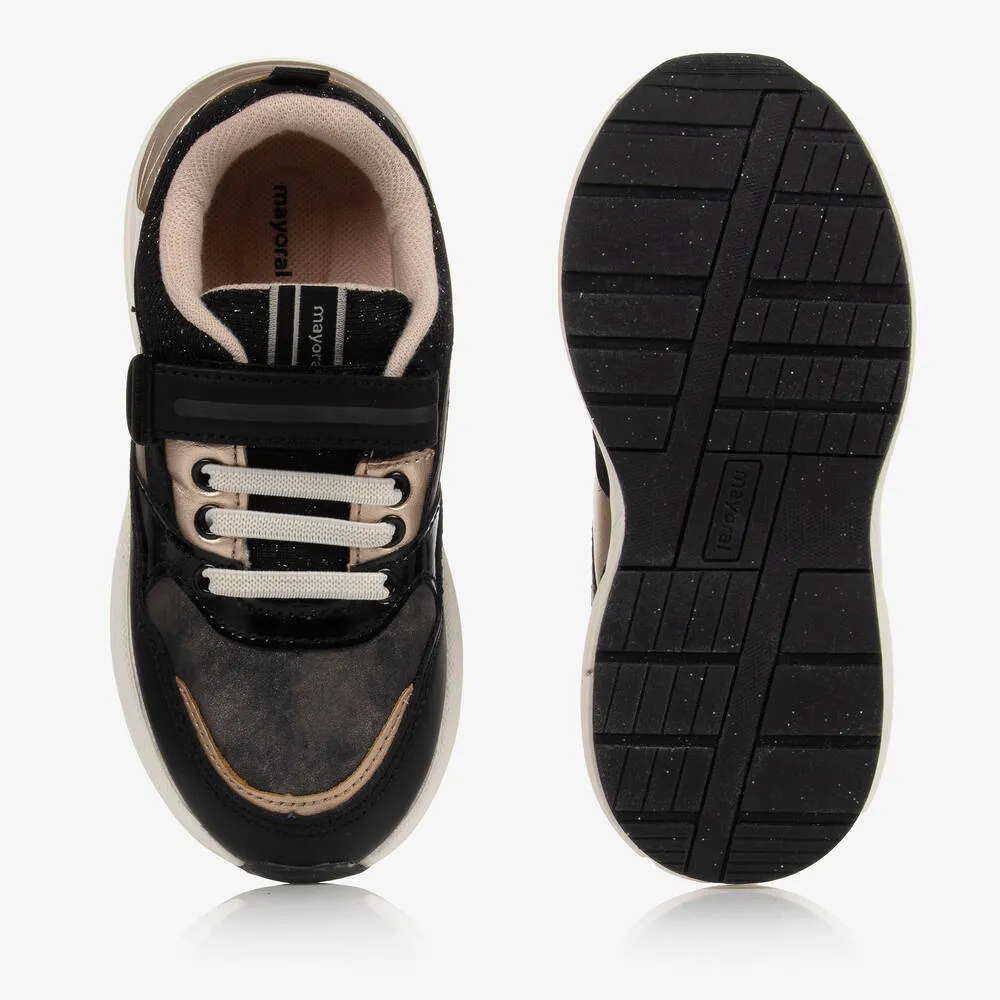 Girls Black Velcro Trainers