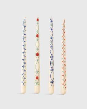 Hand-Painted Taper Candles (Set of 4) in Ribbon