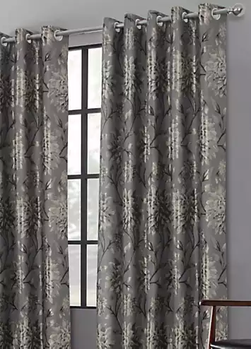 Home Curtains Elanie Jacquard Pair of Lined Eyelet Curtains | Kaleidoscope