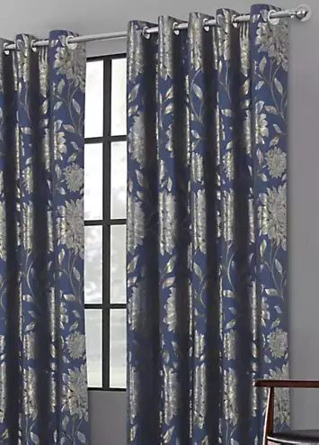 Home Curtains Elanie Jacquard Pair of Lined Eyelet Curtains | Kaleidoscope