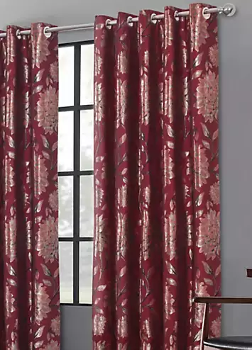 Home Curtains Elanie Jacquard Pair of Lined Eyelet Curtains | Kaleidoscope