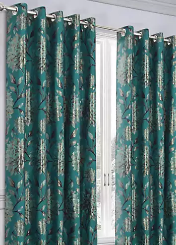 Home Curtains Elanie Jacquard Pair of Lined Eyelet Curtains | Kaleidoscope