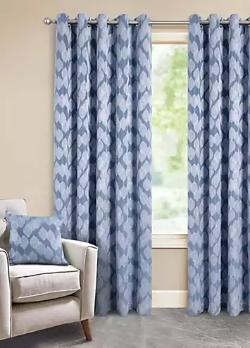 Home Curtains Halo Jacquard Lined Eyelet Curtains | Kaleidoscope