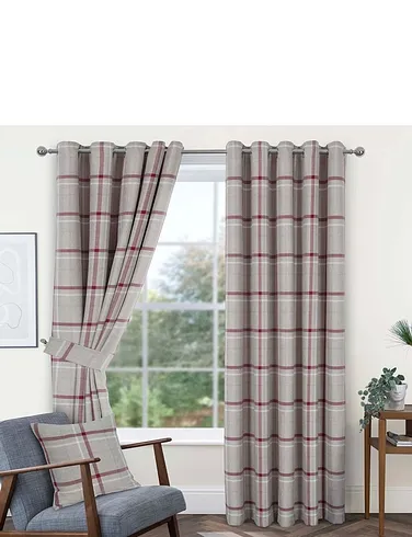 Hudson Check Eyelet Curtains