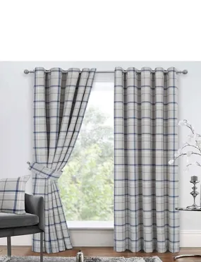 Hudson Check Eyelet Curtains