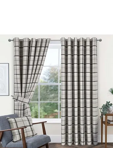 Hudson Check Eyelet Curtains