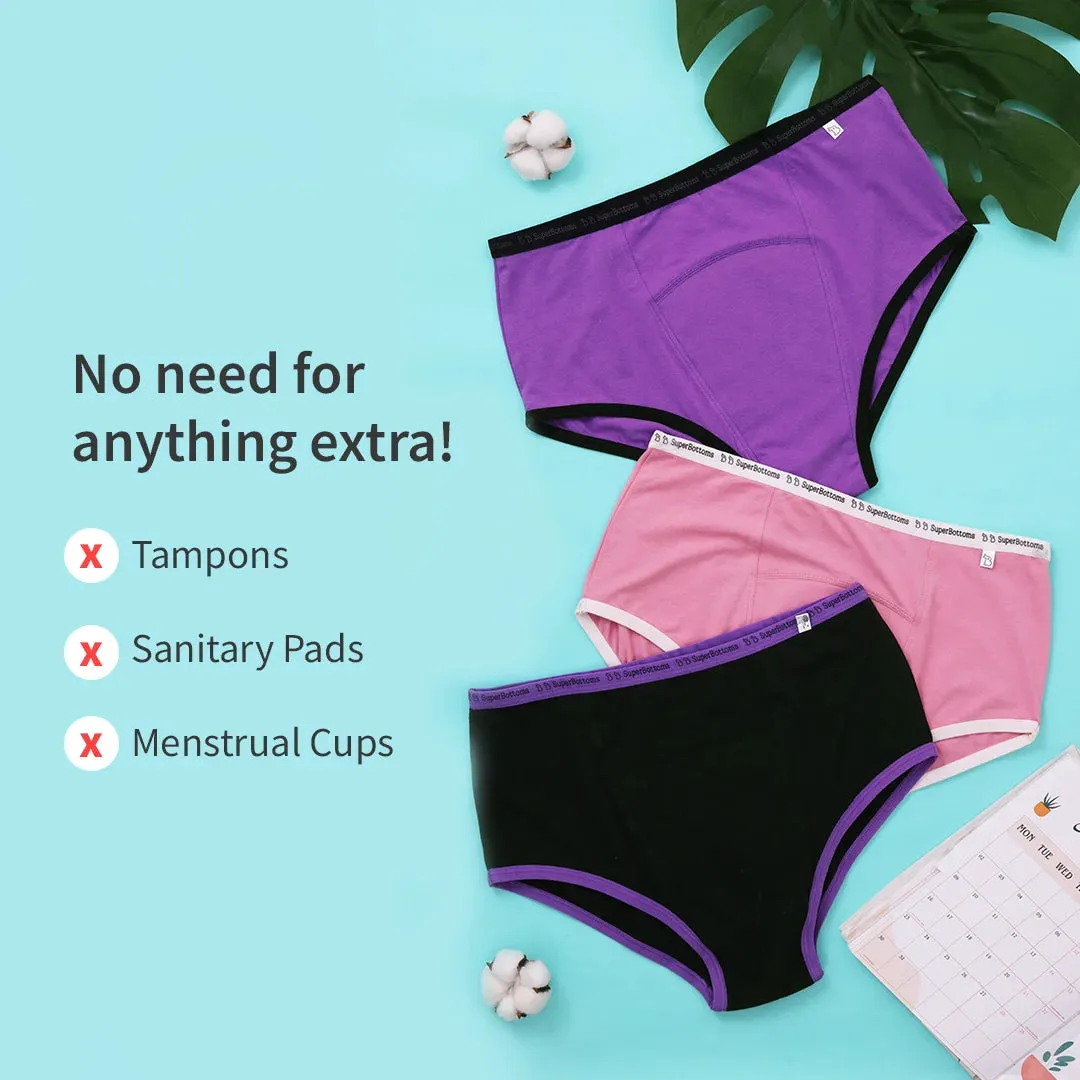 MaxAbsorb Period Underwear Pack of 3 + Free Waterproof Travel Bag