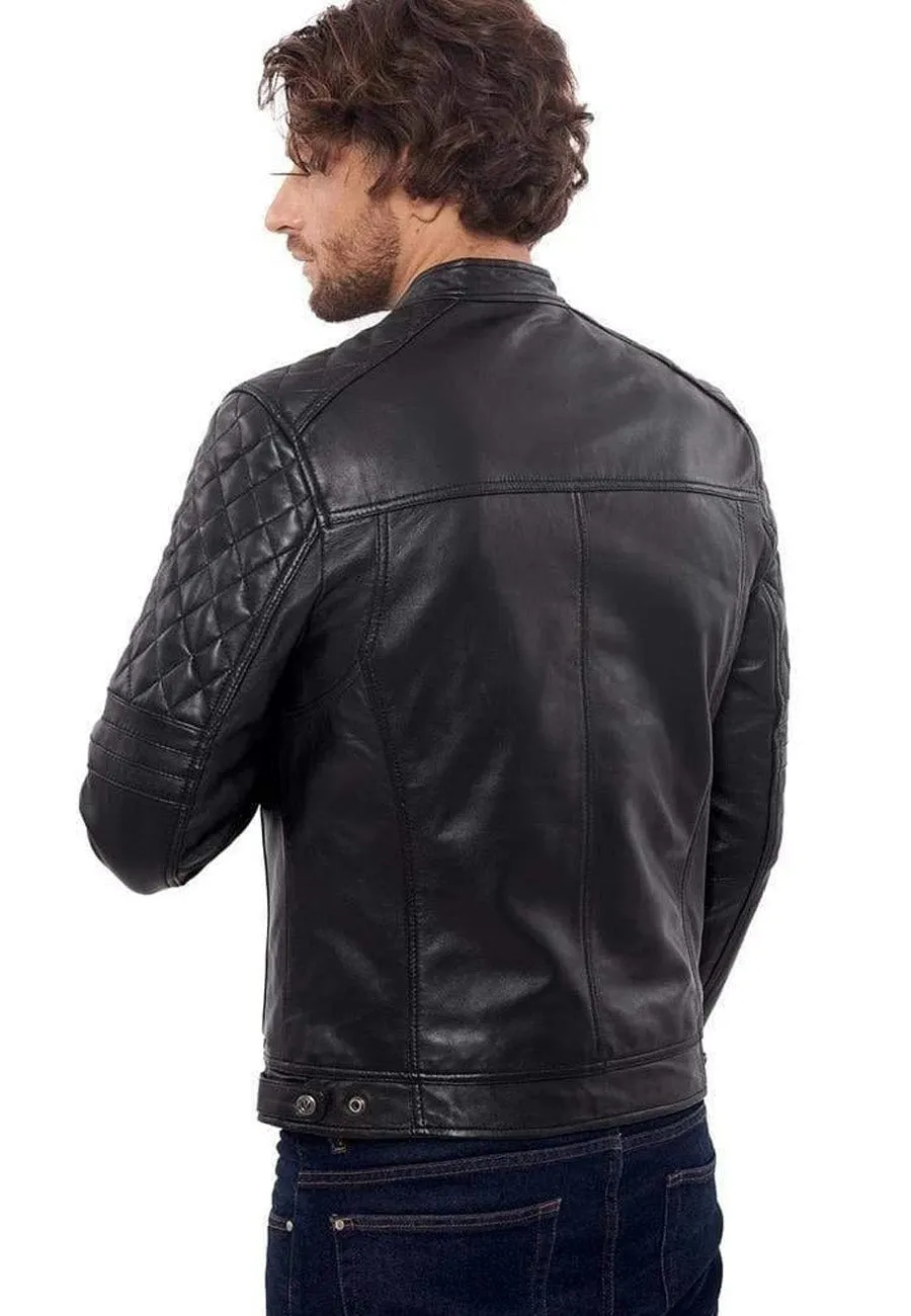 Men's Black Leather Biker Jacket