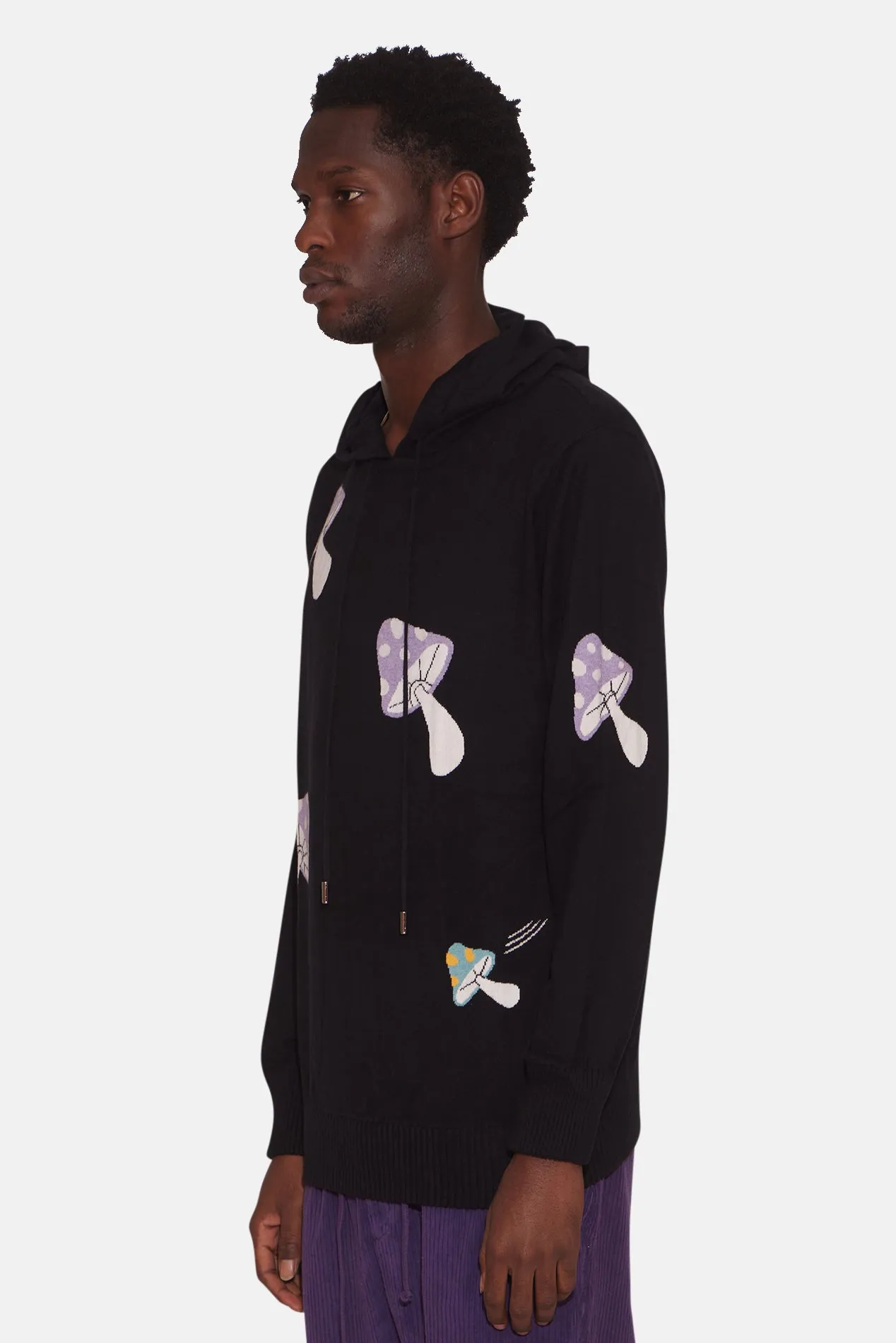 Men's Mushroom Intarsia Pullover Hoodie Multi