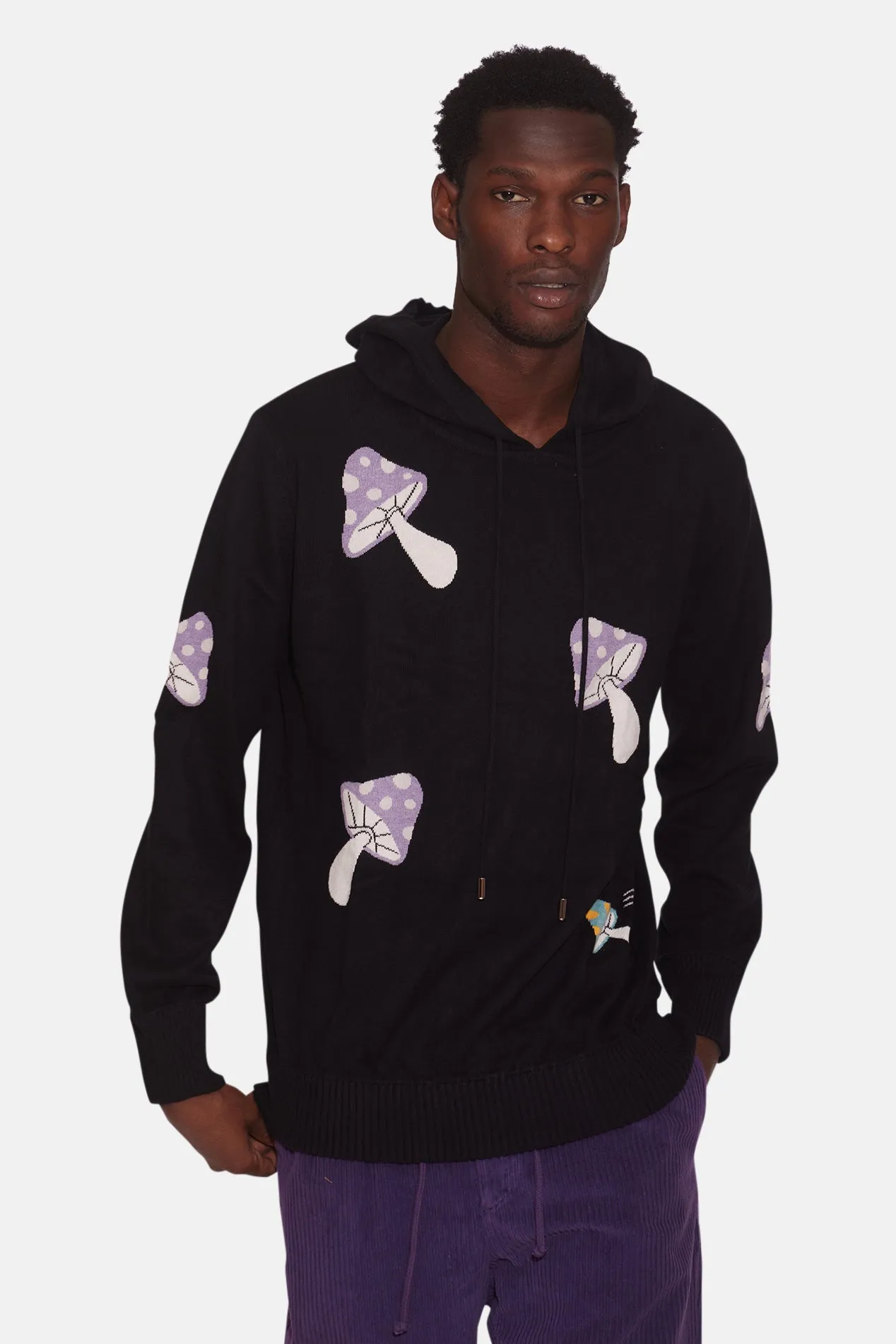 Men's Mushroom Intarsia Pullover Hoodie Multi