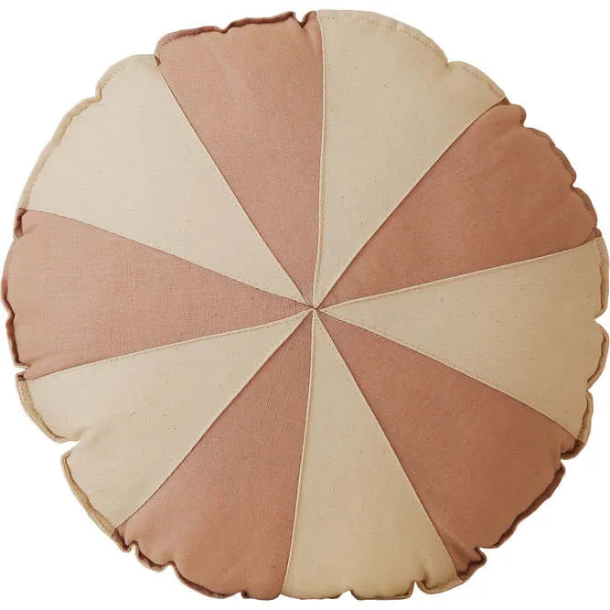 Moi Mili Round Patchwork Pillow, Powder Pink Circus