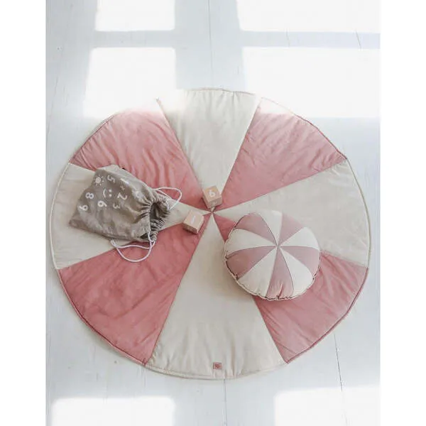 Moi Mili Round Patchwork Pillow, Powder Pink Circus