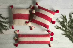 Mudpie Red & White Stripe Cotton Holiday Pillow Collection