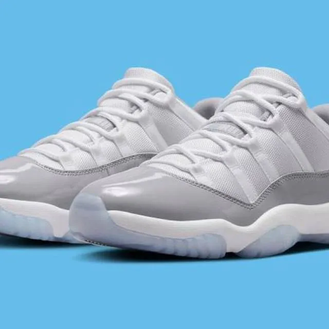 Nike air jordan 11 low cement grey white university blue