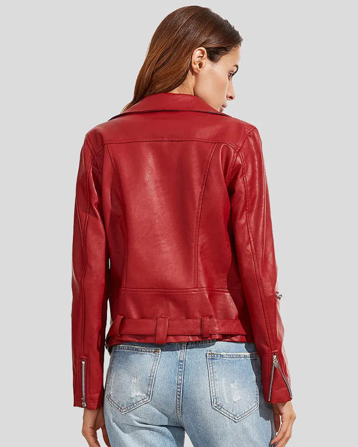 Orla Red Biker Leather Jacket