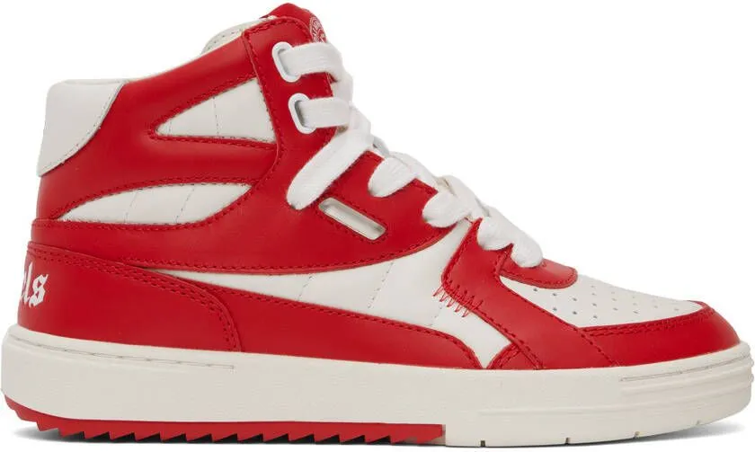 Palm Angels Red & White University Mid Sneakers